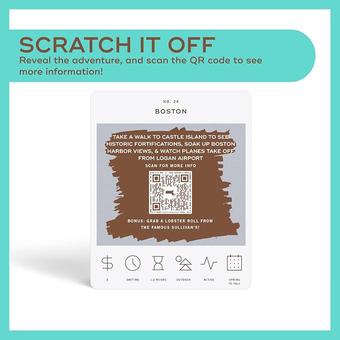 Boston Adventure Bucket List: 50 Scratch-Off Cards for Outdoor Activities, Tourist Attractions, and Road Trips - Perfect Travel Gift and Guide for Exploring Boston
