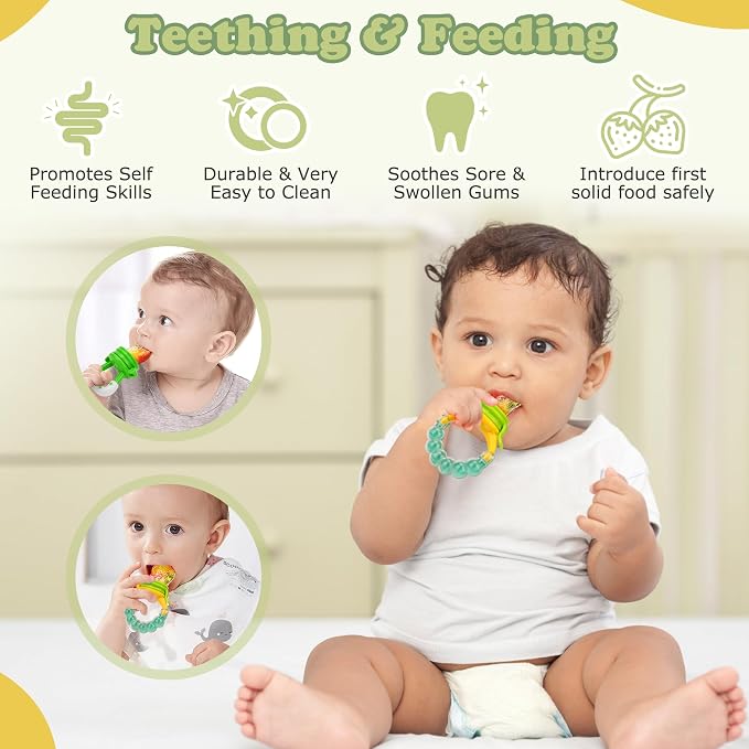 Baby Fruit Feeder & Baby Breastmilk Popsicle Molds-WAJIAYON Silicone Babies Food Freezer Tray Storage Containers, Infant Food Pacifier Feeder and Teether Infant Teething Feeders