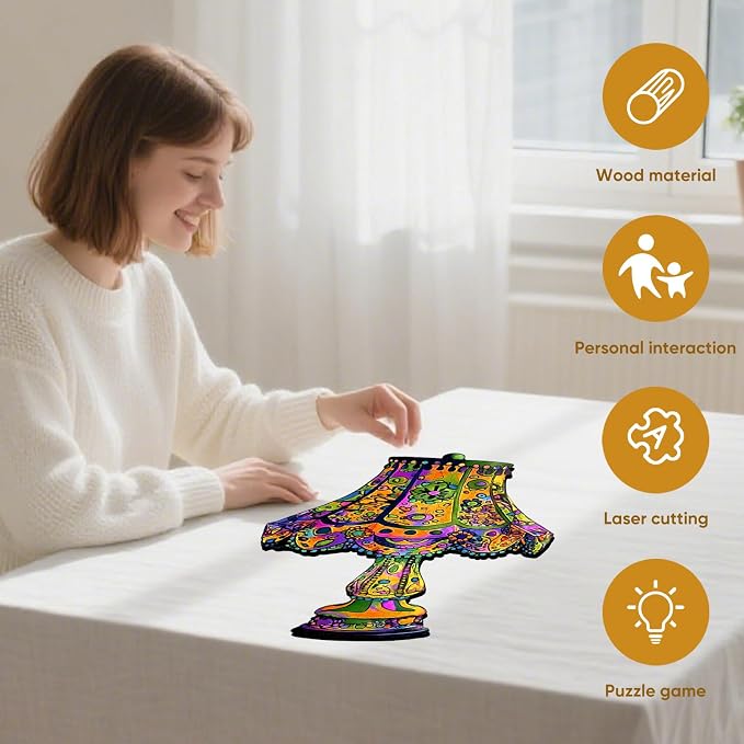 Mys Aurora Puzzles for Adults 500 Pieces, Colorful Desk Lamp Jigsaw Puzzles, Unique Shape Vintage Wooden Puzzles for Adults and Kids, Fun Challenge Family Puzzle Game, 18.1 x 26.6 Inches