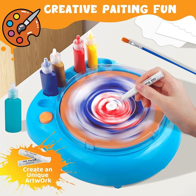 Spin Art Machine for Kids, Paint Spinner Arts and Crafts Kit with 7 Washable Paints & 36 Art Boards, Painting Art Kits for Boys Girls Ages 4 5 6 7 8 9 10 11 12, Birthday Gift