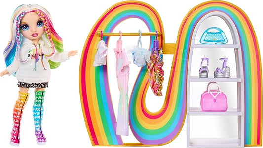 Rainbow High Amaya’s Rainbow Closet Playset + Exclusive Rainbow Doll, Bonus Fashion and Shoes, Purses, Hangers, Clothes Rack, Shelves, Kids Gift Ages 4+