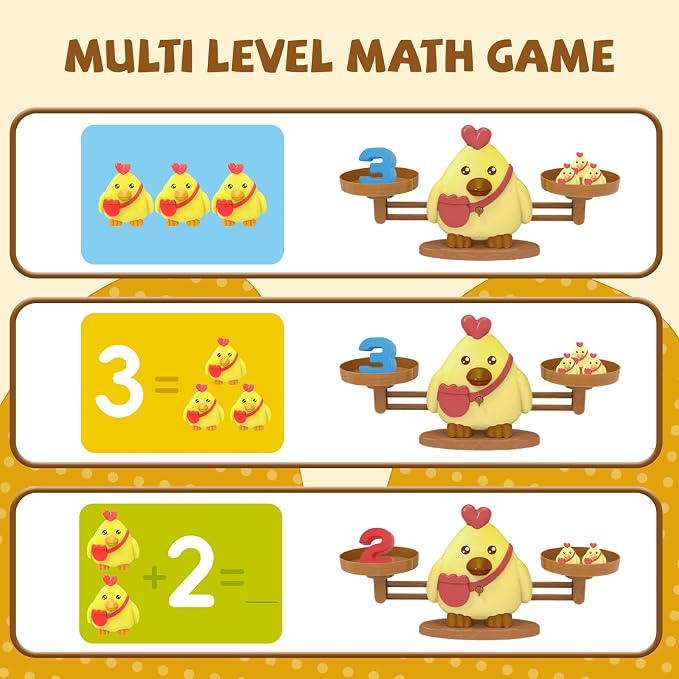 Snugzy Chicken Balance Counting Toys, Number Counting Scale Games for Kids Cool Math Learning Games for Boys and Girls Preschool Kindergarten Learning STEM Montessori Educational Toys for 3+