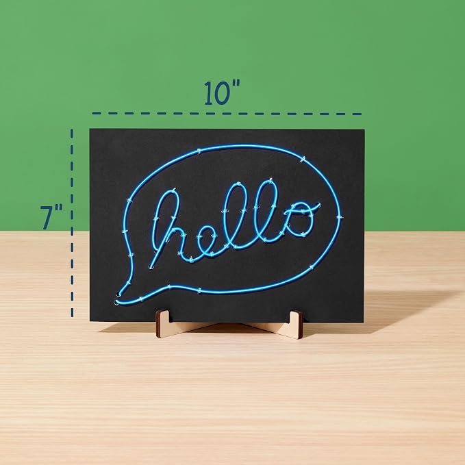 KiwiCo DIY Light-Up Wire Art STEM Kit, Ages 9+ – Electroluminescent Neon Sign Gift for Kids | Includes EL Wires, Battery Packs & Templates | Educational Science & Engineering Craft