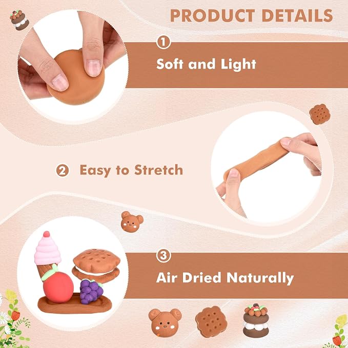 WinnerWhy 72 Pcs 38oz Air Dry Clay Modeling Magic Ultra Light Modeling Clay for Kids DIY for Sculpting Air Dry School Gift(Light Brown)