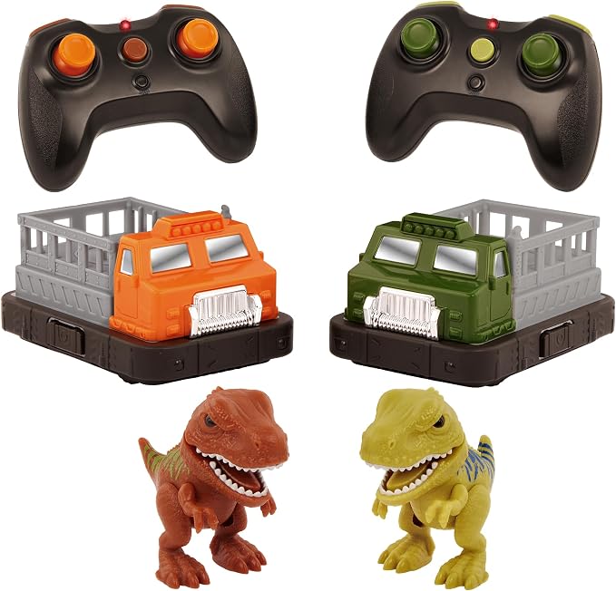 Terra by Battat – Remote Control Bumper Cars Set of 2 – Dinosaur Duel Rivals – Ejecting RC Cars with 2 – Player Battle & 1 – Player Auto Mode – Exciting Racing Action Toy for Toddlers & 3+ Years