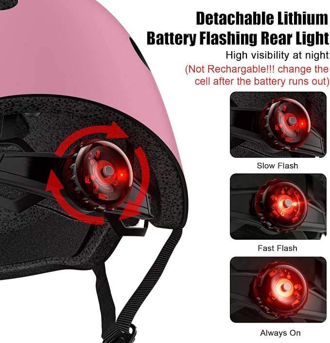 Kids Bike Helmet with LED Light,Lightweight Adjustable Childs Helmet for boy & Girl Ages 5-8-14,Multi-Sport Safety Helmet for Skateboard Cycling Scooter