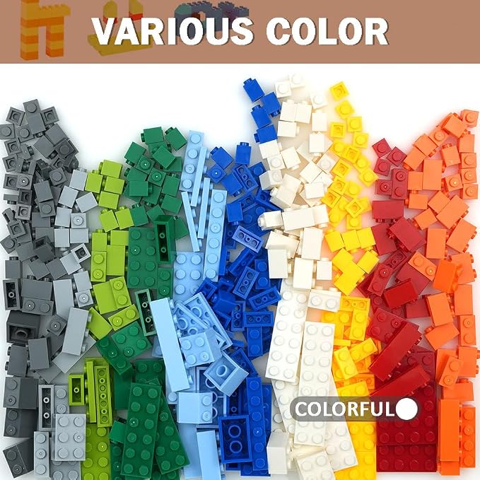 Building Bricks Compatible with Classic Creative Blocks of All Major Brands,300Pieces Basic Bulk Small Brick Set,Building Blocks in Radom Color, Mixed Shape