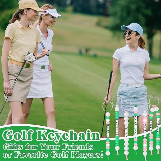 Landical 564 Pcs Golf Keychain Making Kit DIY Golf Bead Keychain Set Craft Adjustable Sport Letter Bead Sport Theme Party Favor Gift Backpack Accessories Holiday Decoration(Pale Color)