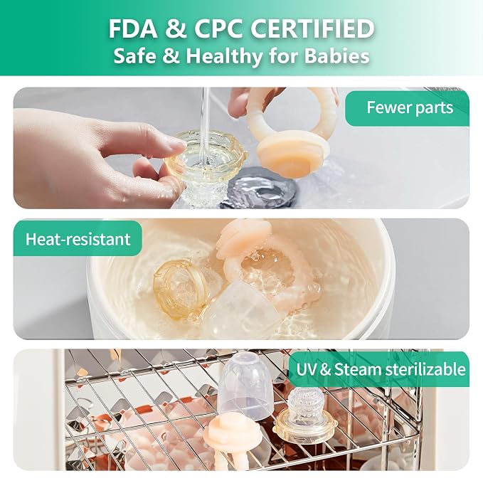 Baby Teething Relief Fruit Feeder with Freezer Tray, BPA-Free Silicone Food Feeder Pacifier, Breastmilk Popsicle Mold Set with Lid, Baby Feeding Essentials, 4 Months+