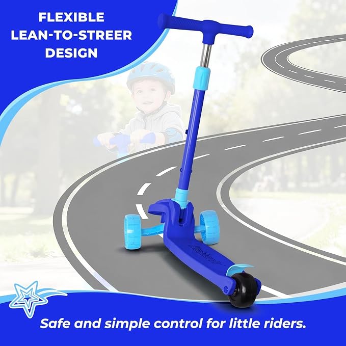 Nattork Kids Scooter for Girls Boys with Light Up Wheels, 3 Adjustable Height Handlebars, Lean-to-Steer Technology, Widen Anti-Slip Deck, 3 Wheel Scooter for kid ages 3-8, Support Riders Up to 110 LBS