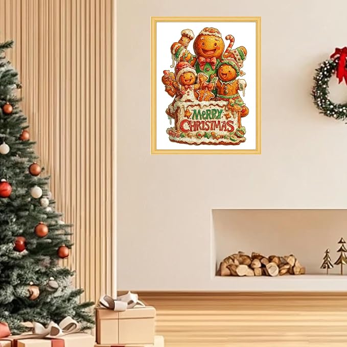 Leodozzio Christmas Wooden Puzzles for Adults & Kids, Gingerbread Family Puzzle 200 Pieces, 5MM Unique Shape Winter Jigsaw Wood Puzzle for Grandkids, Holiday Decoration Gifts, Family Game, 9x12.2 in