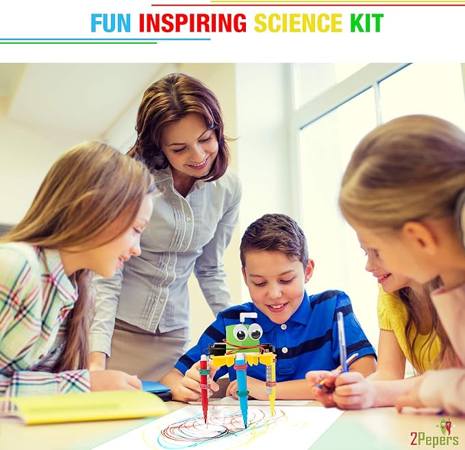 2Pepers Electric Motor Robotic Science Kits for Kids (4-in-1), DIY STEM Toys Kids Science Experiment Kits,Building Educational Robotics Kit for Boys and Girls,Circuit Engineering Science Project Kits