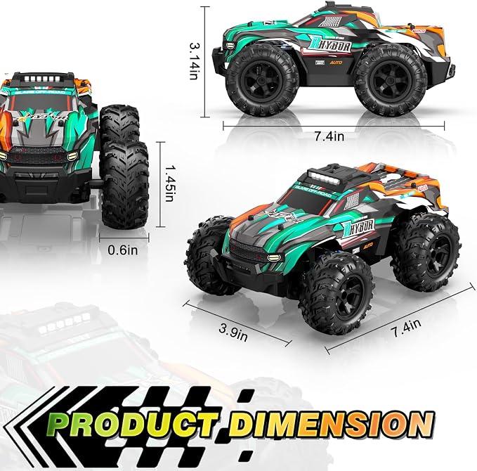 BLUEJAY Remote Control Car, 1:16 All Terrain High Speed RC Cars Truck for Boy, Rechargeable Monster RC Truck with Cool LED Lights & Spray, RC Cars Toys Gifts for Adults Kids Boys Girls 4-7 8-12