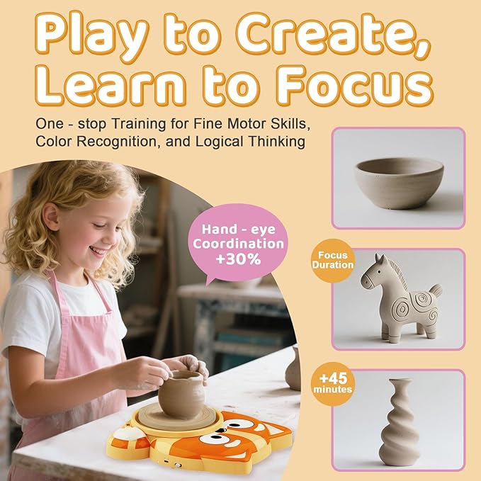 Pottery Wheel for Kids, Complete Pottery Kit for Beginners, Arts and Crafts for Kids Ages 8-12, with Air Dry Clay Painting Kit Sculpting Tools, Birthday Gift for Boys Girls 6 7 8 9 10 11 12 (Dog)