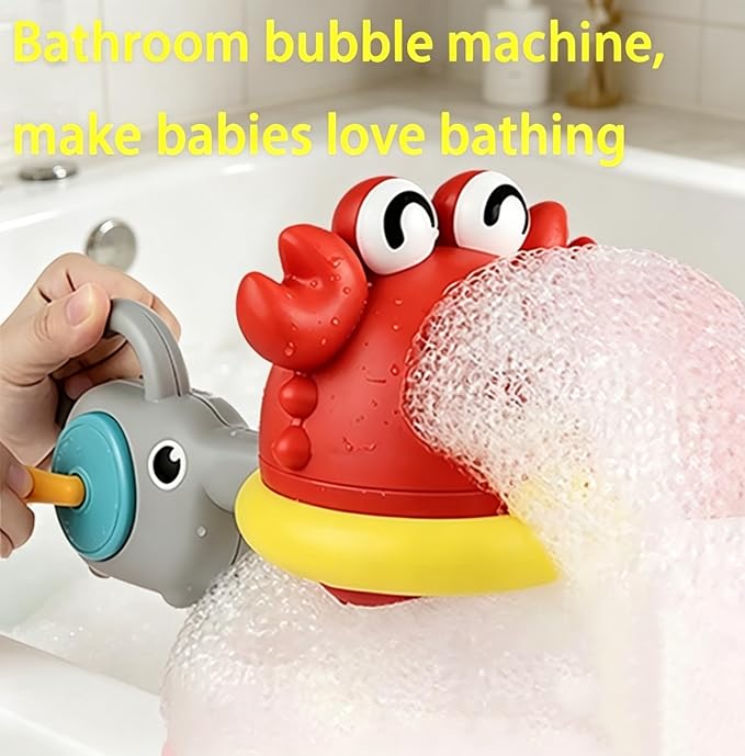 Bath Toy, Bathroom Bubble Machine for Boys and Girls, Kids Bathtub Water Play Toy, Suitable for Children Aged 1-3and4-8(Red)