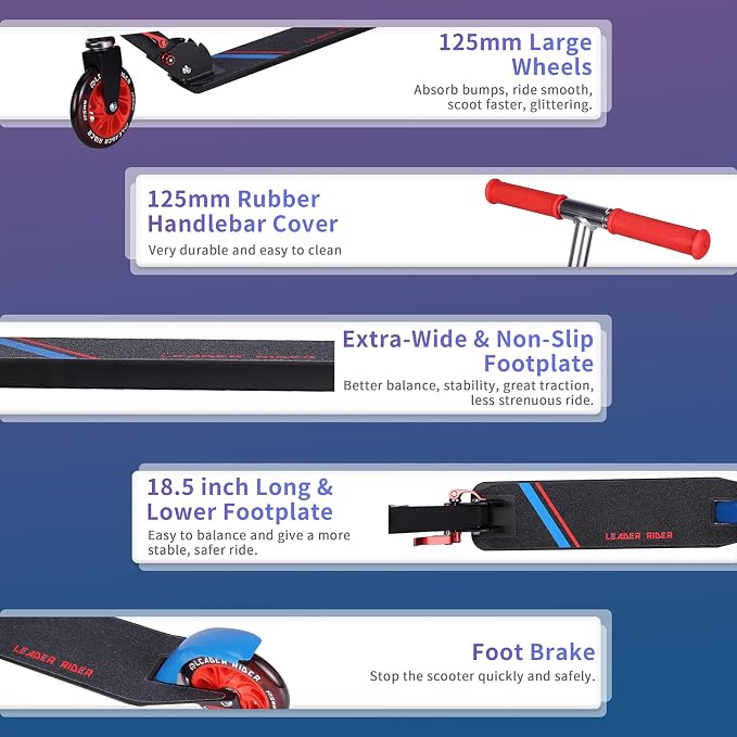 Kick Scooter - Collapsible Portable Kids Push Scooter - Lightweight Folding Design with High Visibility RGB Light Up LEDs on Wheels