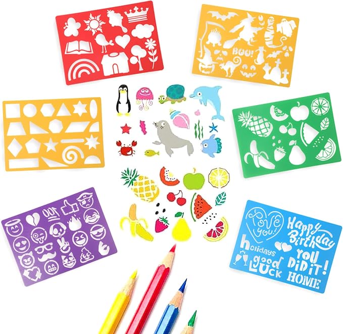 DIYASY 20 Pcs Drawing Stencils Set for Kids,Large Plastic Stencil Kit 300+ Patterns Drawing Templates for Girls & Boys Gift