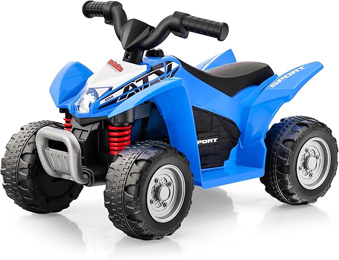 OLAKIDS Kids Ride On ATV, 6V Electric Vehicle for Toddlers, 4 Wheeler Battery Powered Motorized Quad Toy Car for Boys Girls with LED Lights, Horn (Blue)