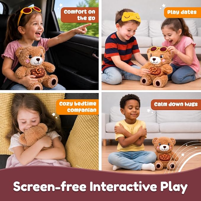 Lovabies Guffy by PlayShifu | Interactive Plush Toy for Kids Aged 3–5 | Built-In Calming Breathing Activities, Stories & Lullabies | Screen-Free Emotional Companion | The Smart Bear That Hugs You Back