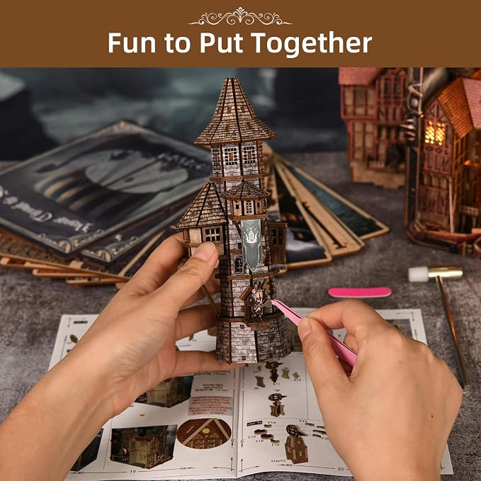 fifijoy DIY Viking Book Nook Kit, Miniature House Dollhouse Kit for Adult and Teens, Booknook Bookend Tiny House Model Build Bookshelf Insert Decor 3D Wooden Puzzle, Gifts for Family, Friends
