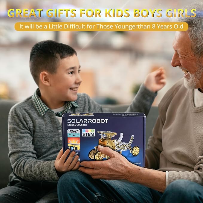 RAESOOT STEM Toys for Kids Age 8-13, 12-in-1 Solar Robot Building Science Kits for Boys Girls Teen Age 9 10 11 12, Engineering Christmas Birthday Gifts for 8+ Year Old Boys