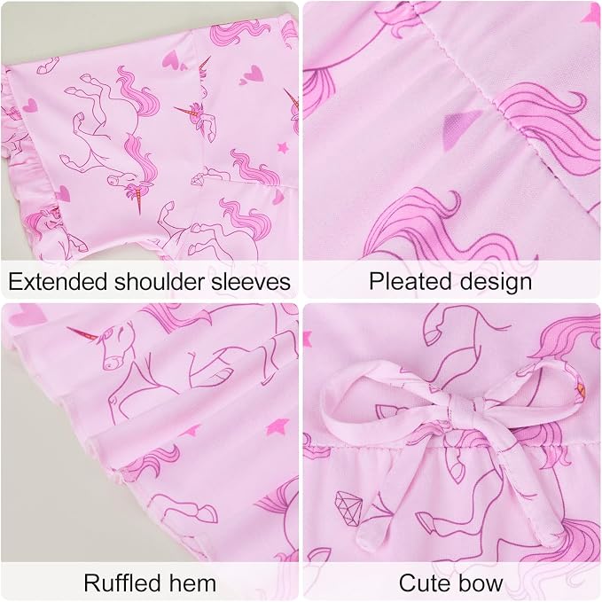 MHJY Matching Girls & Doll Nightgowns Vintage Short Sleeve Sleepwear Pajamas Dress for Girls and 18" Girl Doll