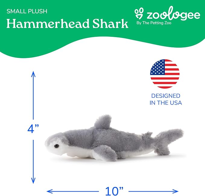 The Petting Zoo Hammerhead Shark Stuffed Animal Plushie, Gifts for Kids, Scoopz Animals, Shark Plush Toy, 10 inches
