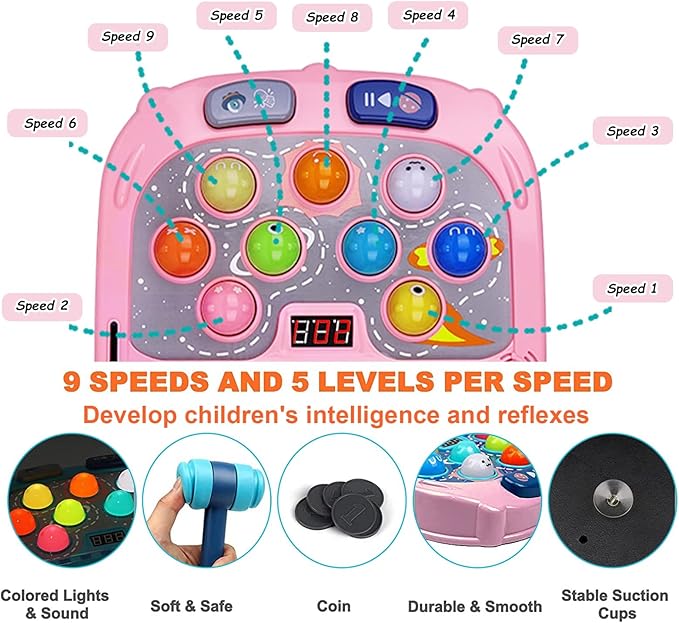Toy Whack Game Mole for Girls, Toddler Toys for 3-8 Year Old Girls, Kids Gift for Girls Ages 3, 4, 5, 6, 7, 8, 9, 10+ Years Old, 3-12th Birthday Interactive Educational Toys with Sound, Light, 3 Modes