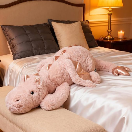 ARELUX Giant 50in 3Lb Big Pink Dragon Large Stuffed Animals Cute Plush Toy Fuzzy Jumbo Dinosaur Pillow Plushies with Wings Cuddly Soft Pterosaur Plushie for Friends Family Member