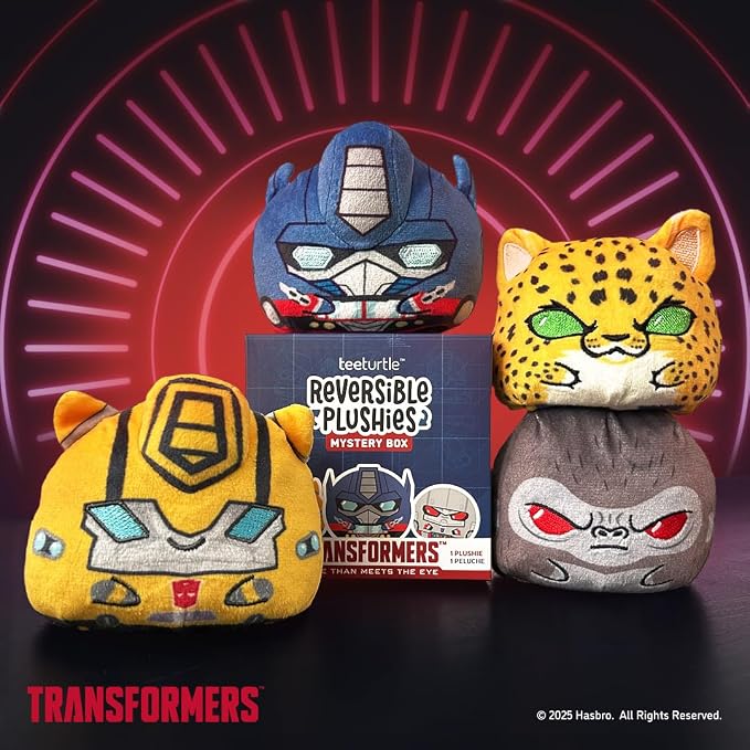 TeeTurtle Transformers Series Reversible Plushie Mystery Box - 3-Inch Mini Two-Sided Blind Box Plush with Embroidered Details – Cute Collectible Surprise Toy for Kids, Teens, and Adults