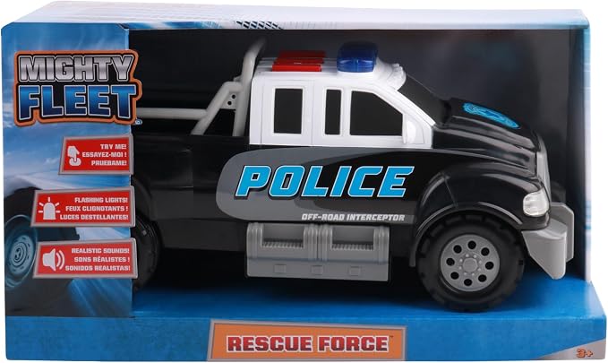 Mighty Fleet Rescue Force 12" Police Pickup Truck Toy with Realistic Lights & Sounds, Durable Construction and Batteries Included, Ages 3+