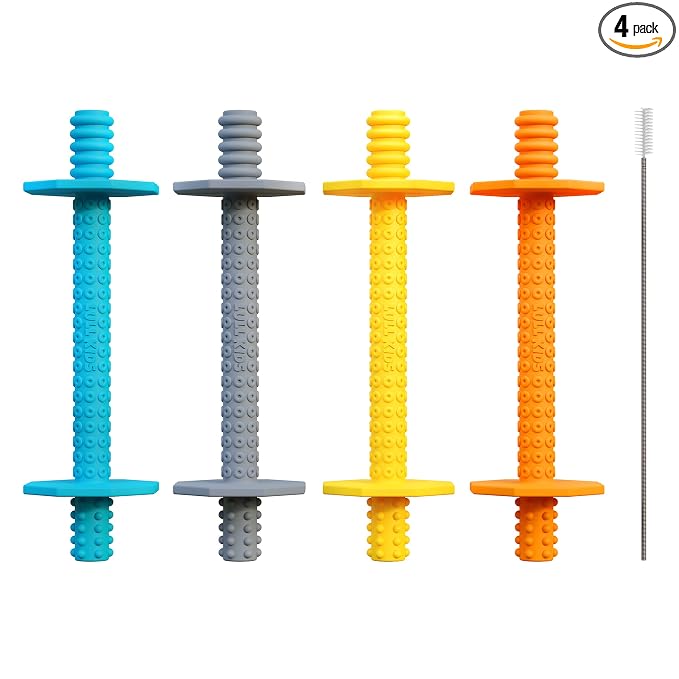 Hollow Teething Tubes - Baby Teething Toys for Babies 0-6 Months, Teething Toys for Babies 6-12 Months - Baby Teether, Teething Straws, Teething Sticks (4 Pack)