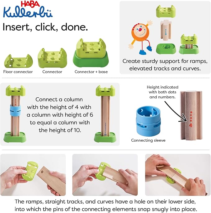 HABA Kullerbu Mountain Adventure Ball Track Ultimate Marble Run Set & Building Toys for Kids Age 2-8, Montessori STEM Learning & Educational Toys