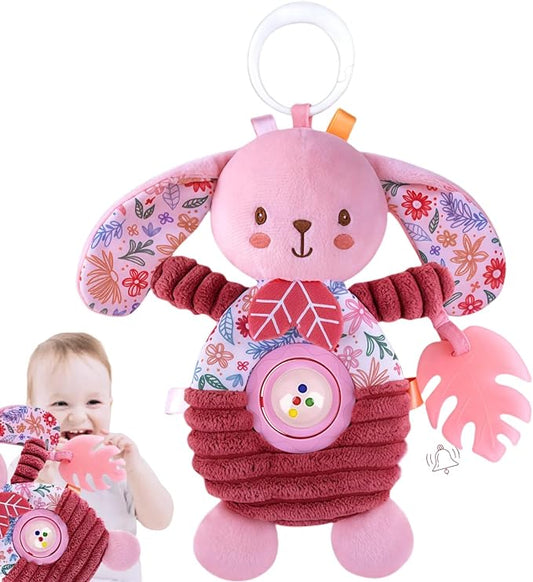 Baby Crib Toys Hanging Stroller Car Seat Toy for Infant 0-2-3-4-5-6-7-8-9 Month Old, Newborn Infant Girl Gifts Carseat Sensory Rattle Crinkle Teething Teether for Babies 6-12 Month Essentials