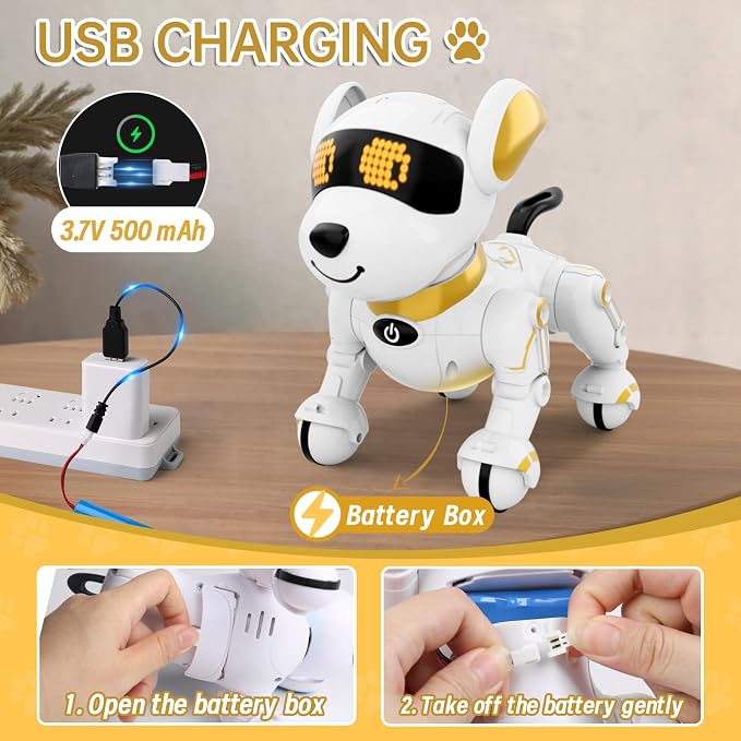 Dwi Dowellin Robot Dog for Kids 8-12,Remote Control Smart Robotic Dogs Pet Puppy Robotic Toy,Interactive Touch Walking Talking Toys for Boys Girls Christmas Birthday Gifts
