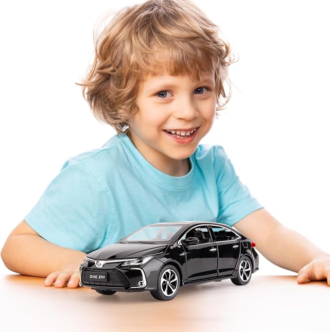 BDTCTK Compatible for 1:32 Corolla Model Car, Zinc Alloy Pull Back Toy Car with Sound and Light for Kids Boy Girl Black
