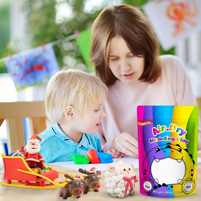 ifergoo White Air Dry Clay, DIY Creative Modeling Clay for Kids, Super Light Magic Foam Clay for Kids Age 3-12, Soft, No-Sticky & Non-Toxic, Molding Clay for School Art & Craft Project(100g/3.5oz)