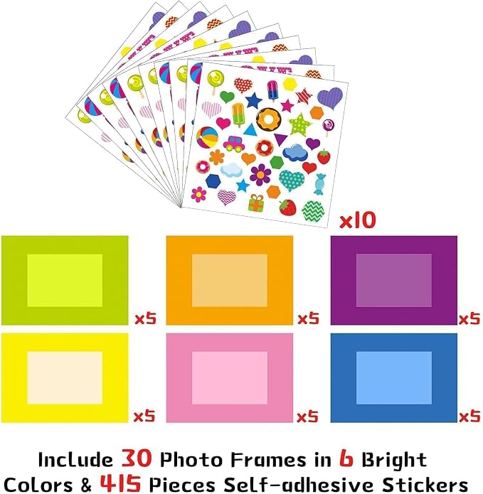 30Packs Picture Frame Crafts Kits for Kids, Summer Spring Colorful Holiday DIY Foam Picture Frames for Christmas Girls Gifts Game Activities Teacher Gifts Preschool Bulletin Board Decoration