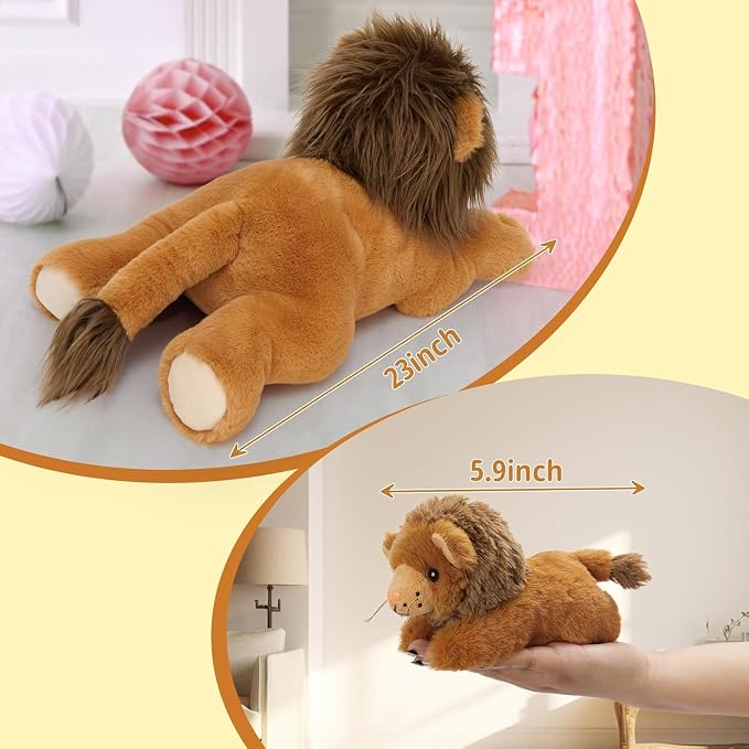 MaoGoLan 4Pcs Lion Stuffed Animal with Babies, 19.6'' Stuffed Lion Plush Toy, Cute Lion Family Set, Soft Snuggly Pillow Plushie Decor, Charming Christmas Birthday Gifts for Kids Boys Girls