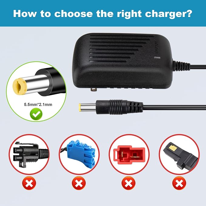 24V Charger for Kids Ride On Car Toys 24 Volt Battery Charger Wrangler SUV Kid Trax Dynacraft Toy Car Jeep ATV Quad (24v Battery Charger)