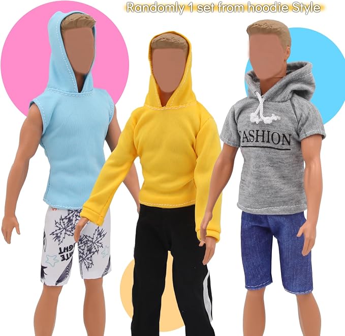 ZTWEDEN 12 Inch Boy Doll Clothes with Leather Jackets Suit Shirts Sweatshirts Shorts Pants T-Shirts for Girls and Boys Xmas Gift (Randomly 6 Sets, 12 Pieces )