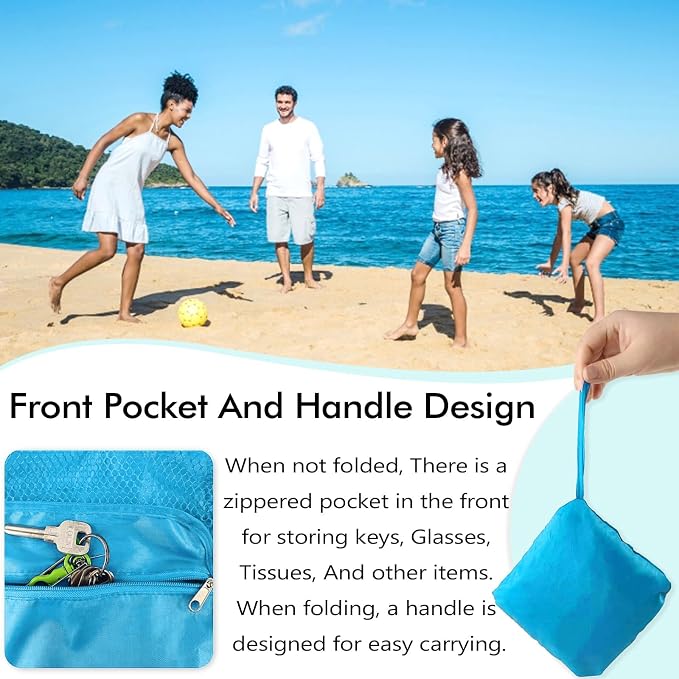 INVODA Mesh Beach Bag Drawstring Beach Backpack Foldable Toy Organizer Bag Shell Adjustable Straps Large Capacity Swim Bag