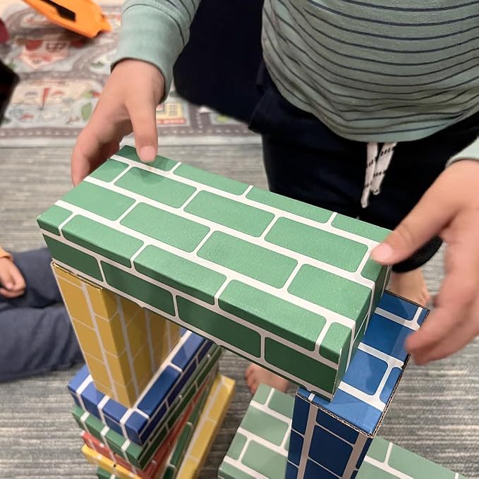 Lillian Vernon Primary Building Bricks - Kids Cardboard Blocks, Each 9" x 4" x 2" (Set of 24)