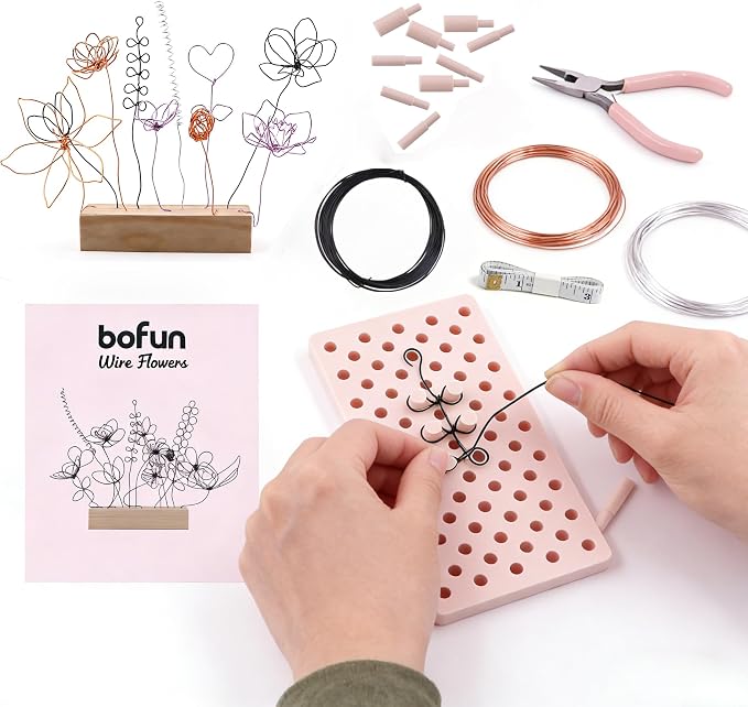 BoFUN Easy Wire Flower Crafts Kit for Teens& Adults Women, DIY Art Hobbies Craft Metal Flower Making Set, Creative Handmade Craft Supplies for Home Decor, Party, Gift Mom Birthday