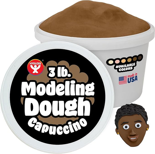 Hygloss Play Modeling Dough for Kids – Multicultural Skin Tones – Safe & Non-Toxic Sensory Dough for Arts & Crafts – Play Clay for Toddler Activities, Preschool Classroom Must-Haves (3 lb, Cappuccino)