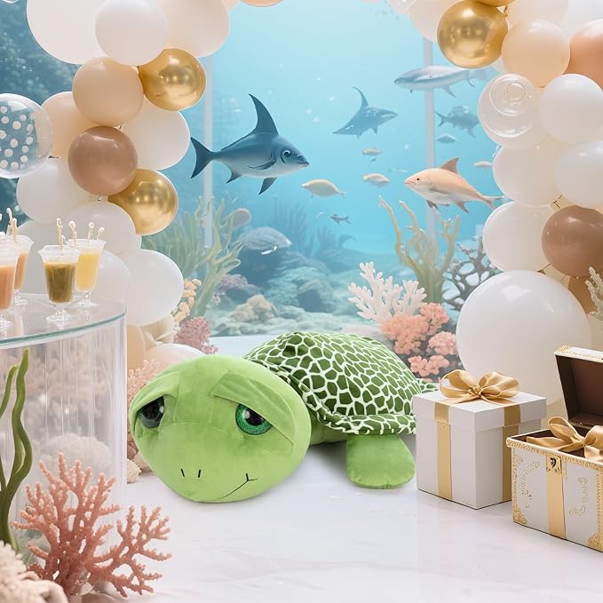 MorisMos Giant Sea Turtle Stuffed Animal Plush Pillow - 31.5" Big Stuffed Turtle Plush Pillow for Kid & Adult, Large Holiday Toy Gift for Marine Lovers, Cuddly Ocean Creature Decor,CE/CPC Certified