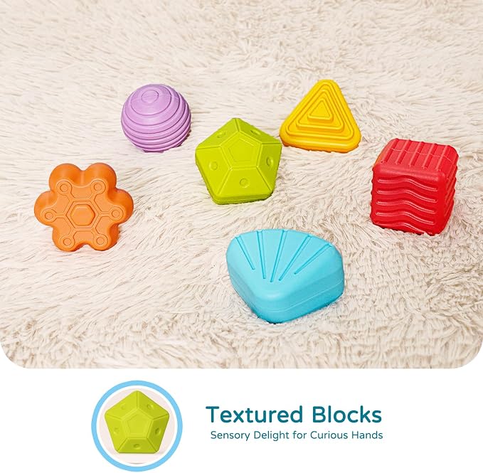 LiKee Montessori Toys for 1 Year Old Multi Sensory Shapes, Toddler Developmental Learning Birthday Gifts, Baby Toys 12+ Months (Shape Sorter Cube)