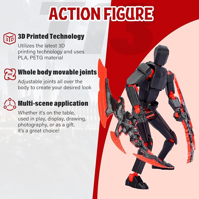 T13 Action Figure Set Assembled-3D Printed Multi-Jointed Movable Dummy 13，Titan 13 Action Figure, Birthday Gifts for Boys, Girls Desktop Decorations
