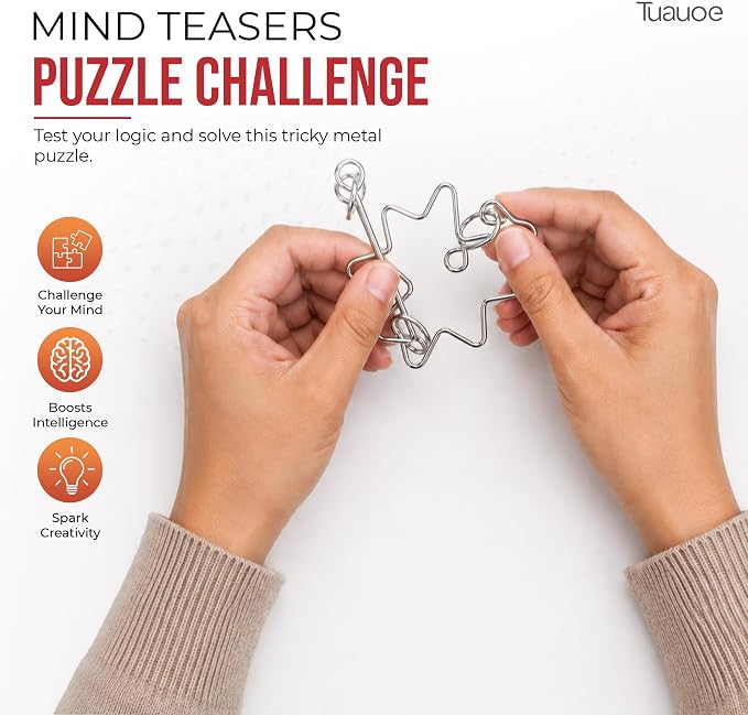 Metal Puzzles Brain Teaser, 24pcs Metal Wire Puzzles for Adults Kids Teenagers, Classical Mini Mind Ring Puzzle Set, Educational IQ Unlock Interlocking Toy Lock Puzzle Gift Set