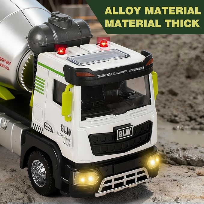 Mixer Truck Toy for Boys-1:40 Simulation Model, Educational Construction Toys with Realistic Lights & Sounds, Perfect Christmas Birthday Gifts for Kid Ages 3 4 5 6 7 8 Years Old (Mixer Truck)